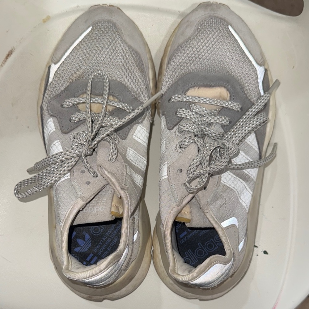 Adidas Gray and White Athletic Shoes